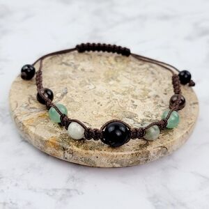 Custom Macarme Bracelet Shungite Green Jade Green Aventurine Smoky Quartz